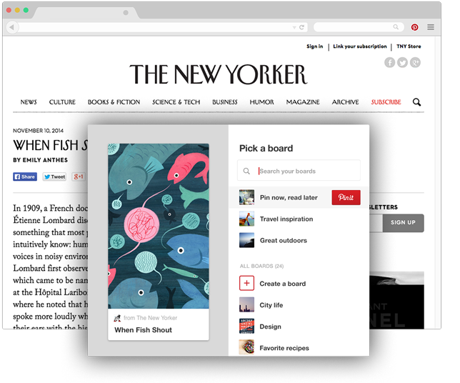 Salva idee creative che trovi sul Web con un solo clic.