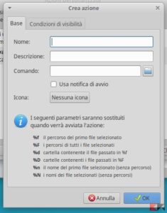 Aggiungere azioni personalizzate in Thunar di XFCE
