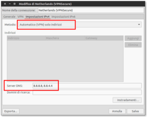 Prevenire il DNS leak per le connessioni VPN attivate tramite Network Manager