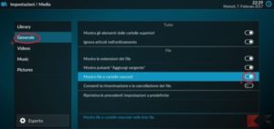 Kodi 17: visualizzare i file nascosti