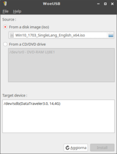 WoeUSB: creare pendrive avviabili di Windows 7/8/10 con Linux