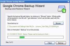 Google Chrome Backup strumento per creare copie di sicurezza del proprio profilo di Google Chrome.