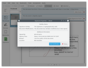 Okular: in arrivo il supporto alla visualizzazione di firme e certificati PDF