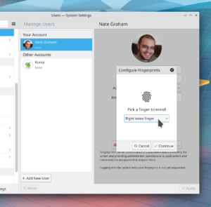 KDE Plasma 5.24 introduce il supporto per i lettori di impronte digitali