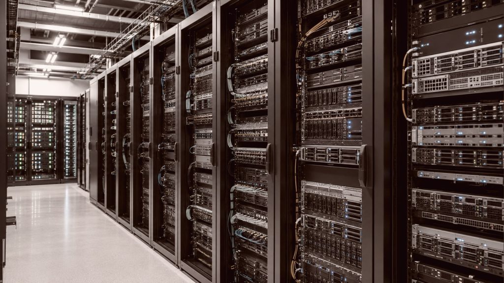interno di un datacenter, immagine grafica non reale.